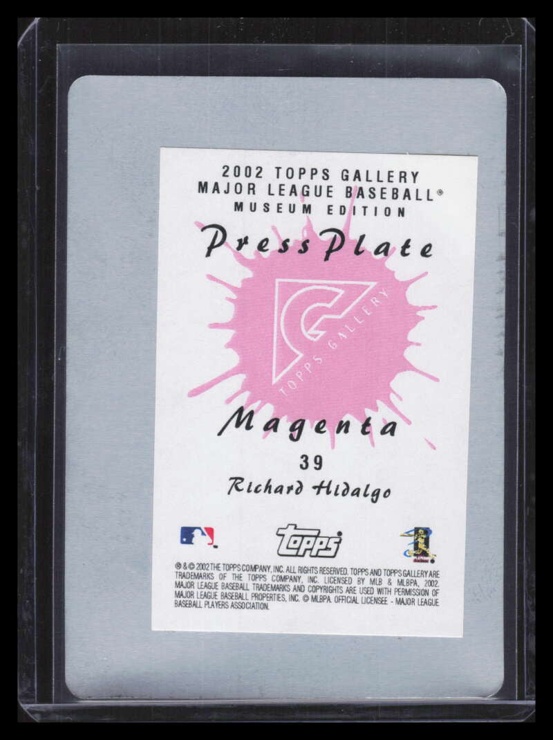 2002 Topps Gallery Press Printing Plate Cyan 39 Richard Hidalgo 1/1