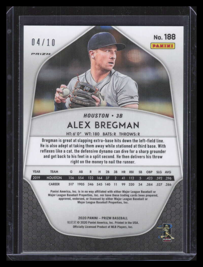 2020 Panini Prizm Prizms Gold Refractor 188 Alex Bregman 4/10