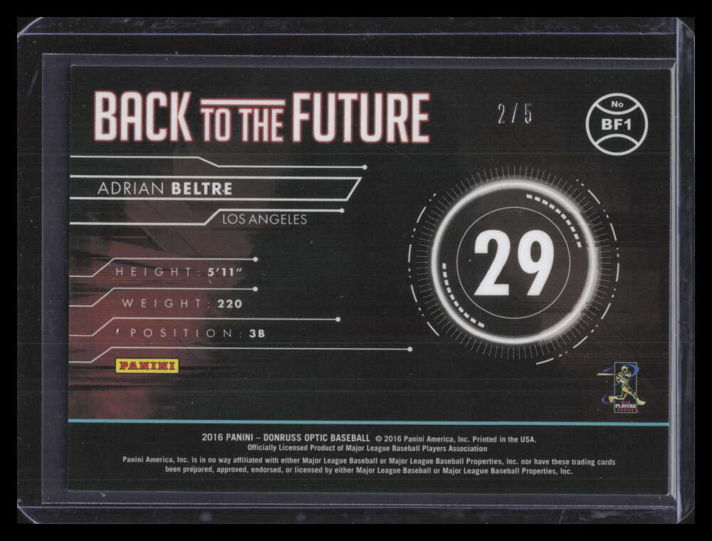 2016 Donruss Optic Back to the Future Green Refractor bf1 Adrian Beltre 2/5