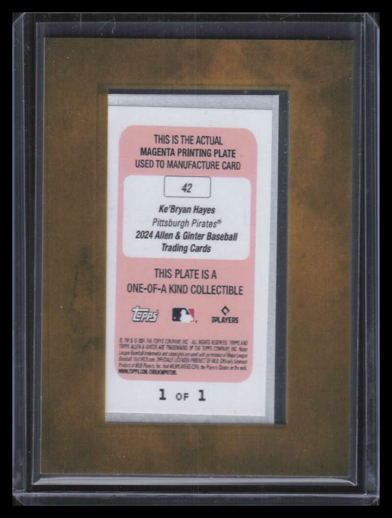 2024 Topps Allen and Ginter Mini Framed Printing Plate 42 Ke'Bryan Hayes 1/1