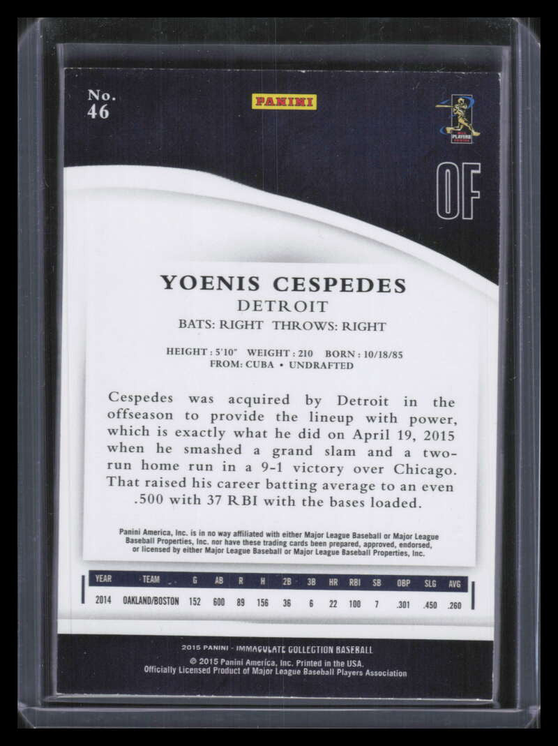 2015 Immaculate Collection Platinum 46 Yoenis Cespedes 1/1