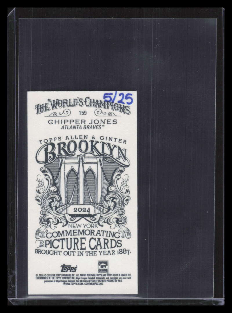 2024 Topps Allen and Ginter Mini Brooklyn Back 159 Chipper Jones 5/25