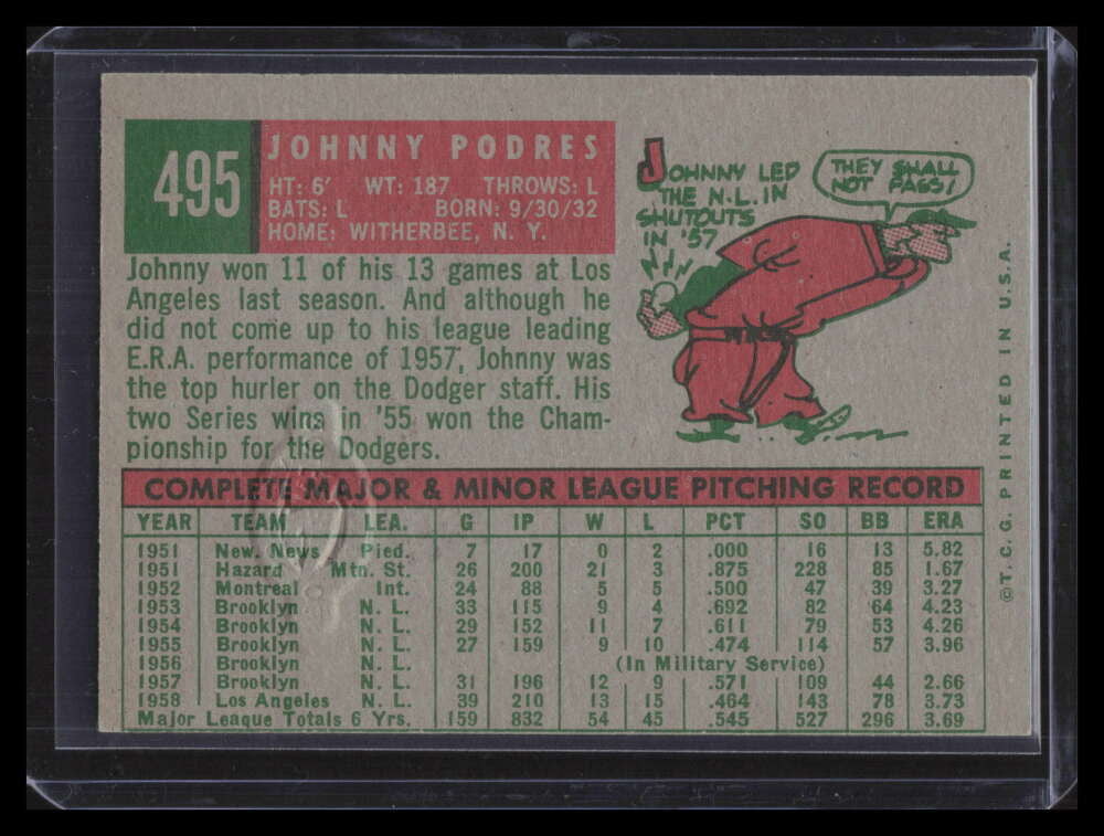 2003 Topps All-Time Fan Favorites Vintage Embossed 22 Johnny Podres 1959 /20