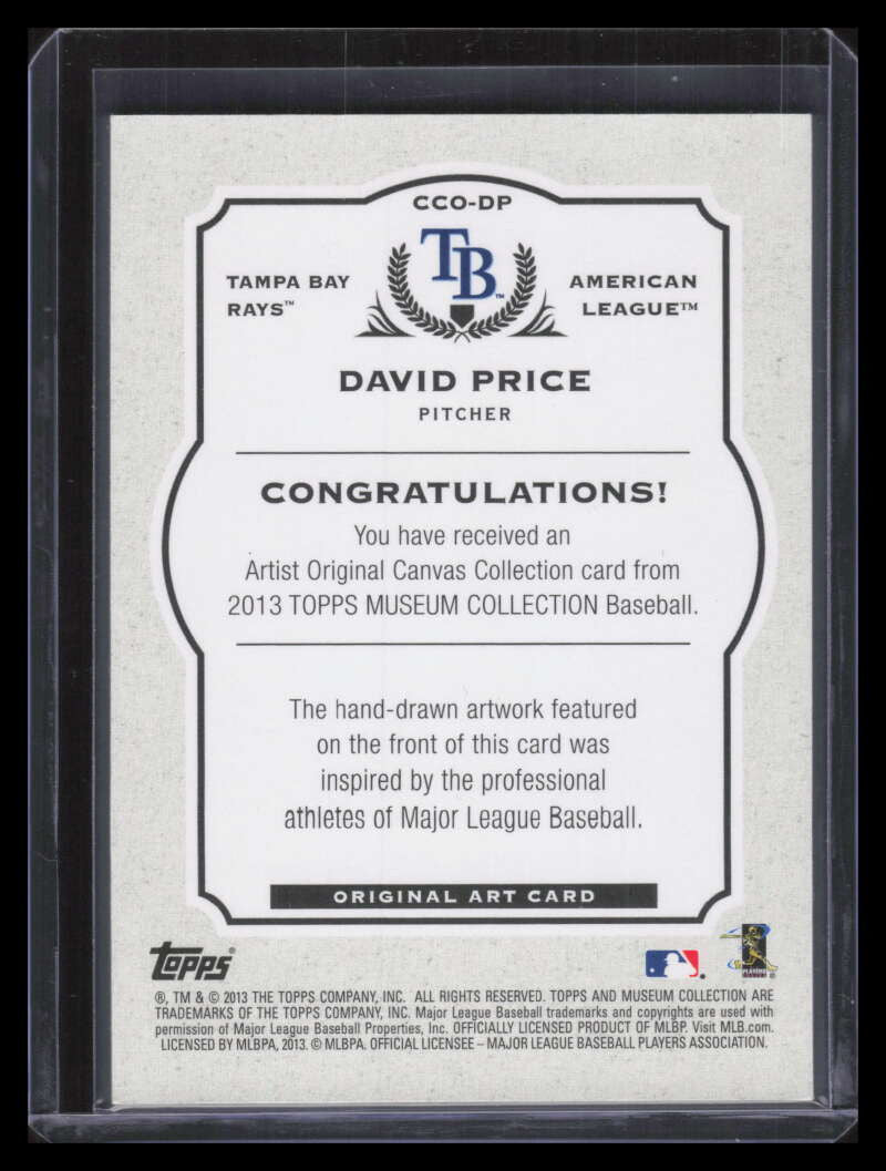 2013 Topps Museum Collection Canvas Collection Originals David Price Sketch 5/10