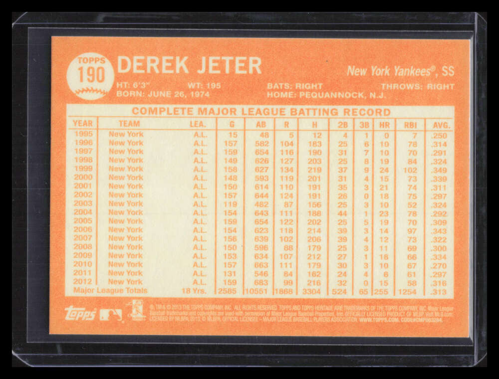 2013 Topps Heritage 190b Derek Jeter Action SP 151263
