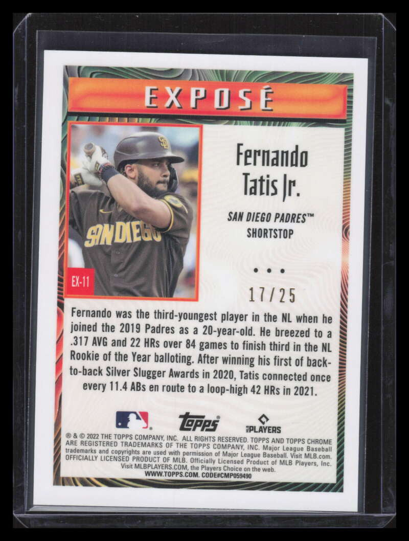 2022 Topps Chrome Sonic Expose Orange Refractor ex11 Fernando Tatis Jr. 17/25
