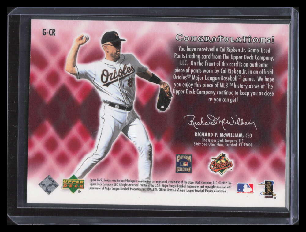 2002 Upper Deck Game Worn Gems GCR Cal Ripken Jr. Jersey