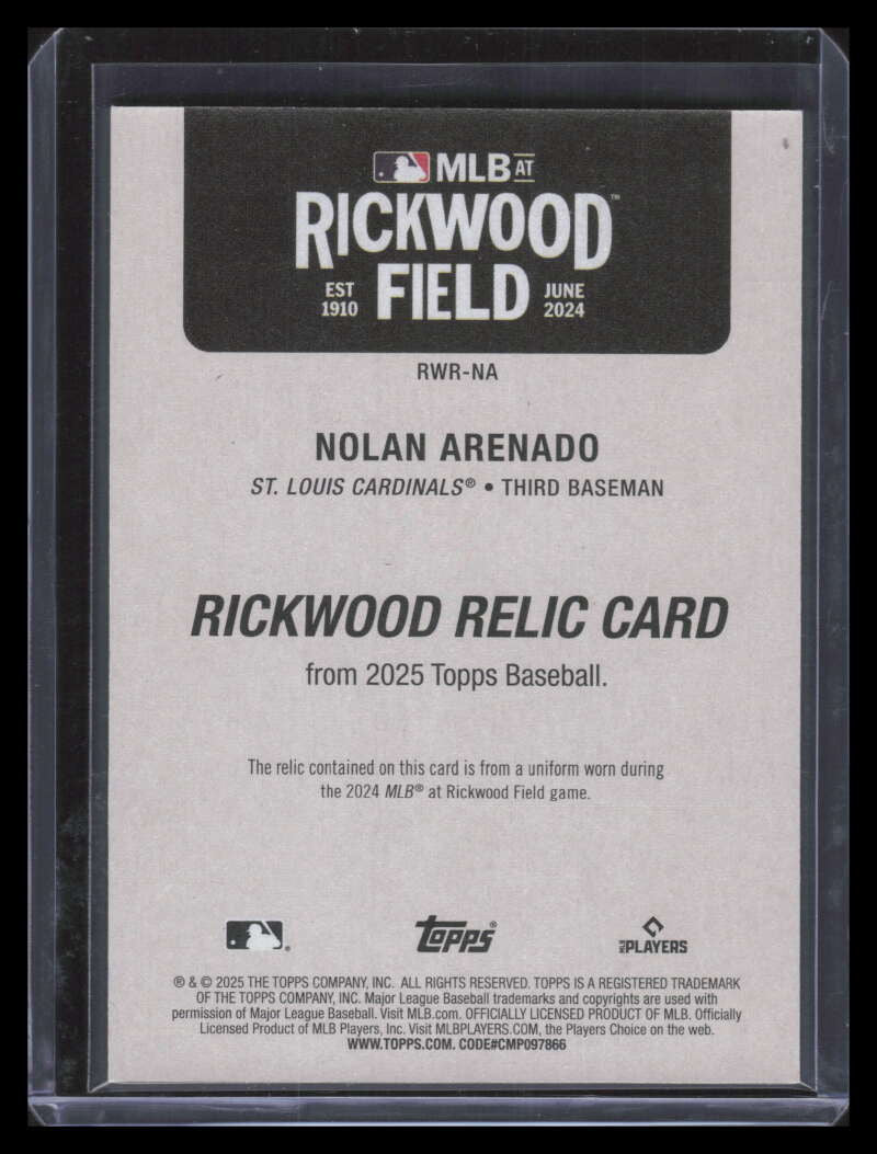 2025 Topps Rickwood Relics RWRNA Nolan Arenado Jersey