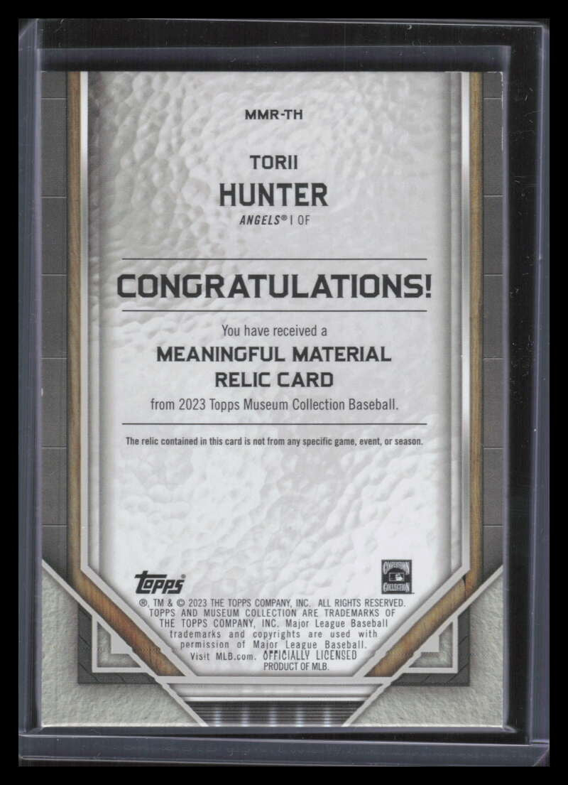 DELETE 163324 2023 Topps Museum Meaningful Material Relics Sapphire Torii Hunter Patch 19/20