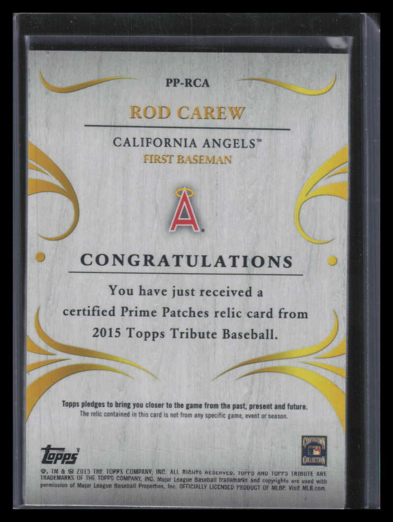 2015 Topps Tribute Prime Patches PPRCA Rod Carew Patch 20/45