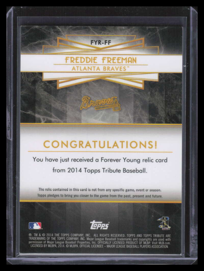 DELETE 163342 2014 Topps Tribute Forever Young Relics Sepia FYRFF Freddie Freeman Jersey 10/35