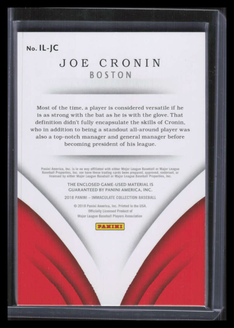 2018 Immaculate Collection Immaculate Legend Relics Blue 10 Joe Cronin Bat 4/5