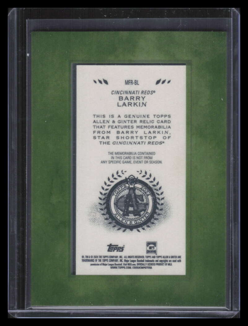 2024 Topps Allen and Ginter Mini Framed Relics MFRBL Barry Larkin Bat
