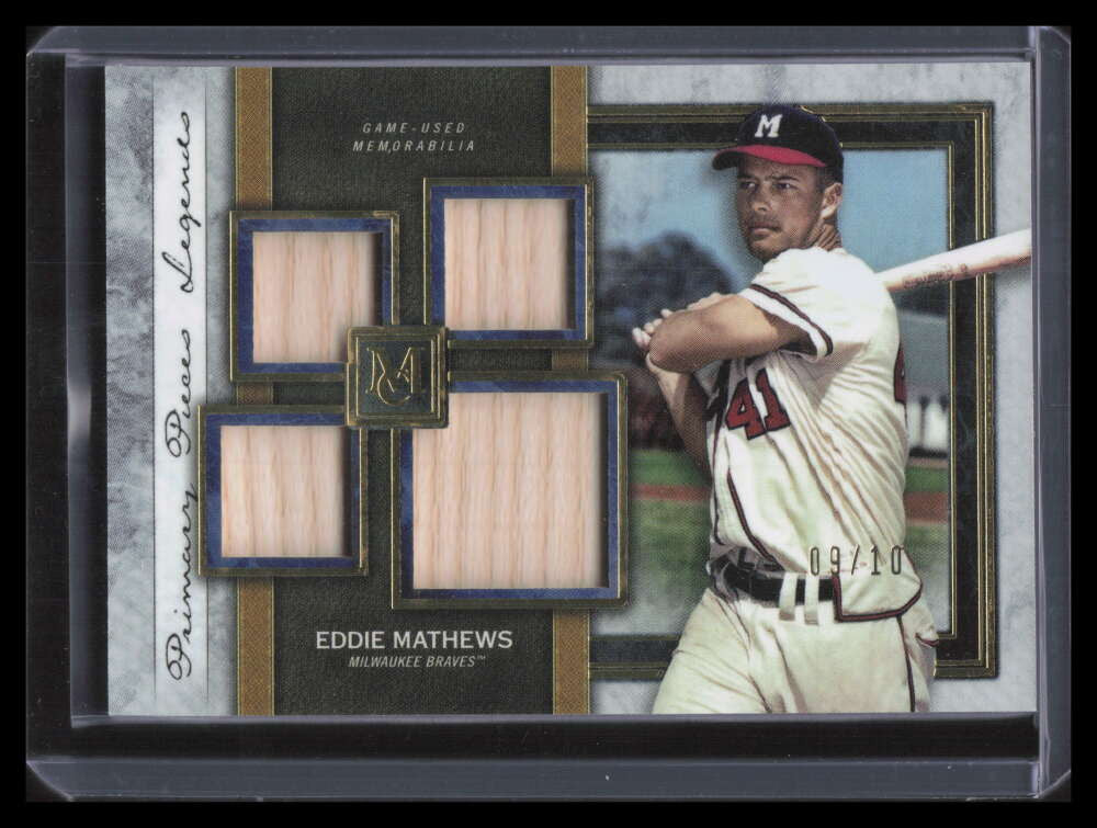 2020 Topps Museum Collection Primary Pieces Legends Eddie Mathews Quad Bat 9/10