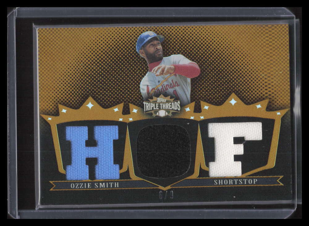 2007 Topps Triple Threads Relics Gold 147 Ozzie Smith Triple Jersey 6/9