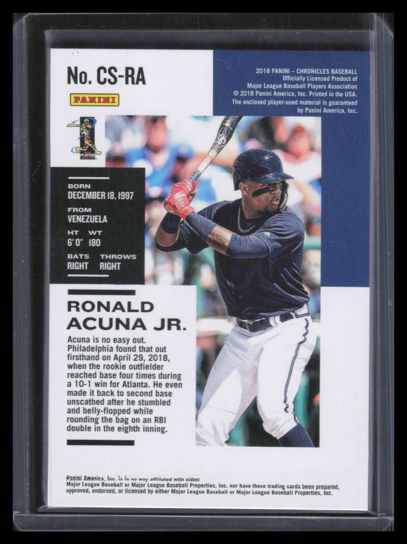 2018 Panini Chronicles Swatches Purple CSRA Ronald Acuna Jr. Rookie Patch 4/10