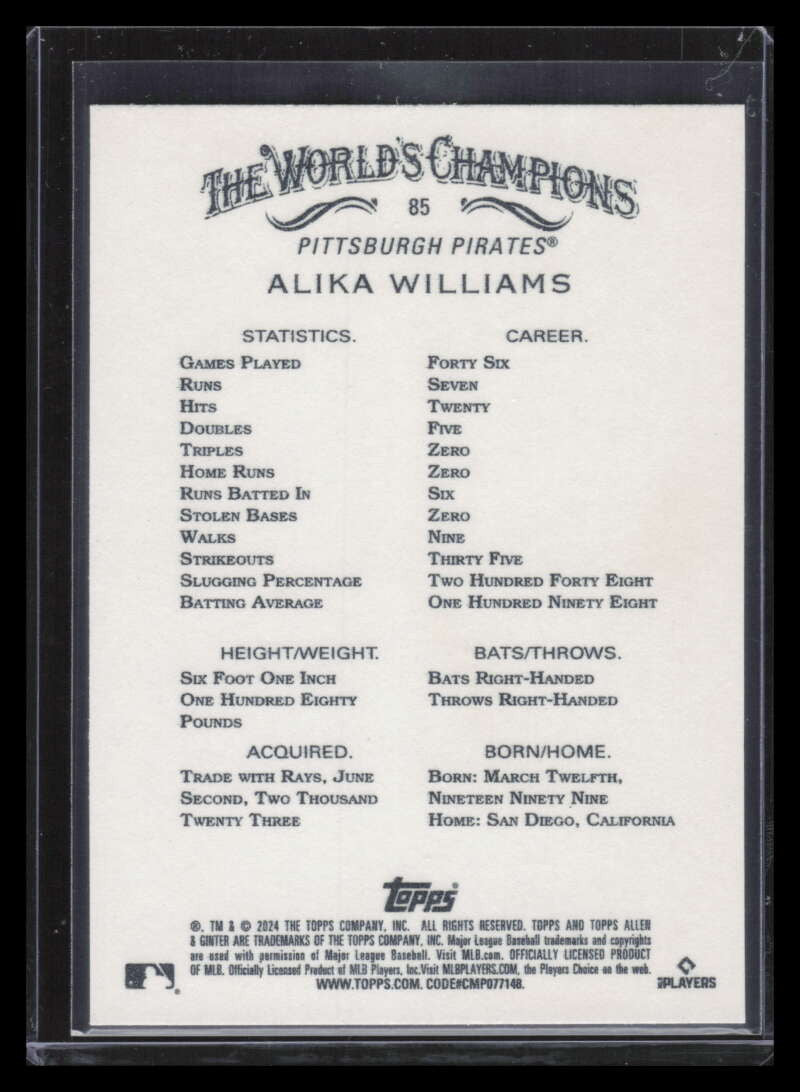 2024 Topps Allen and Ginter Gold Foil Filigree 85 Alika Williams Rookie 31/50