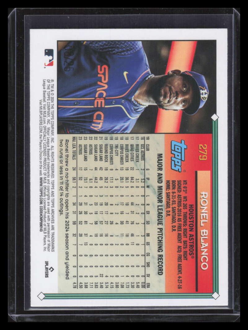 2024 Topps Archives Blue Foilboard 279 Ronel Blanco Rookie 8/25