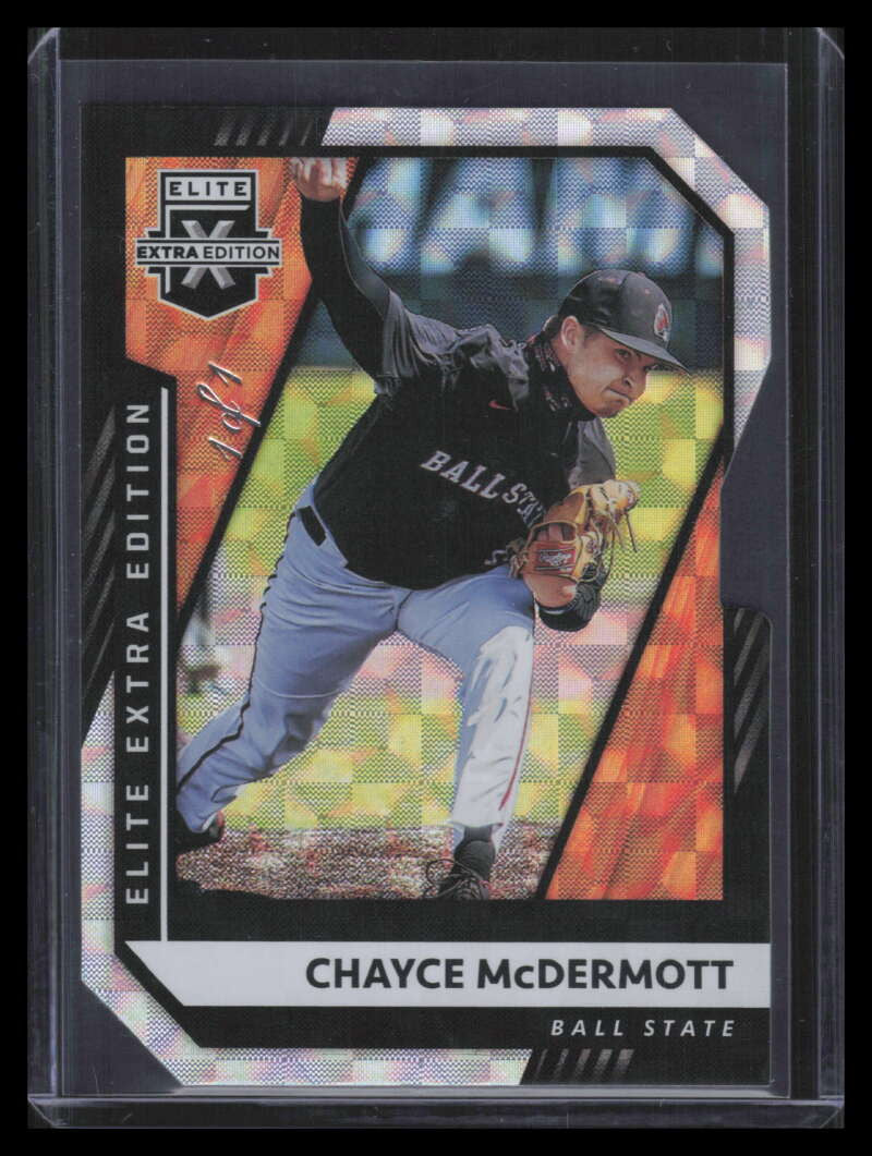 2021 Elite Extra Edition Black Die Cut 132 Chayce McDermott Rookie 1/1