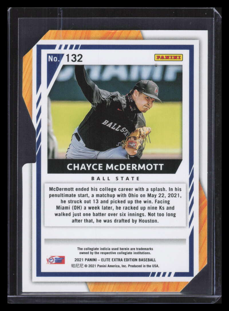 2021 Elite Extra Edition Black Die Cut 132 Chayce McDermott Rookie 1/1