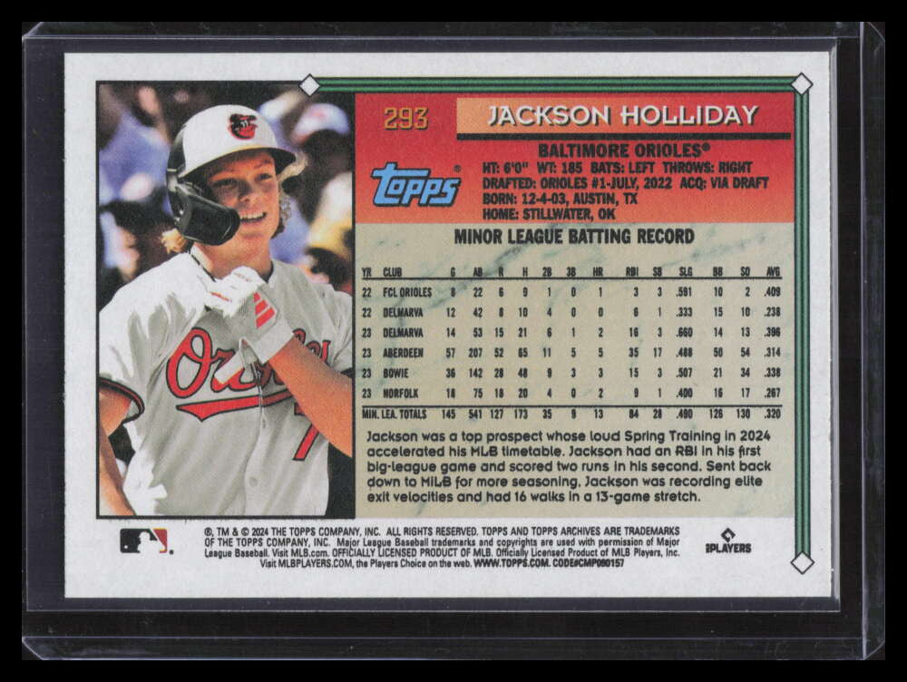 2024 Topps Archives Photo Variations 293 Jackson Holliday Rookie SP