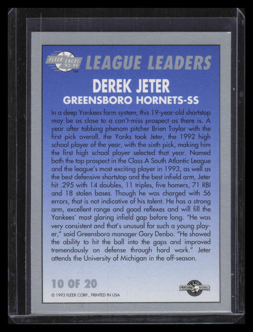 1993-94 Excel League Leaders 10 Derek Jeter Rookie