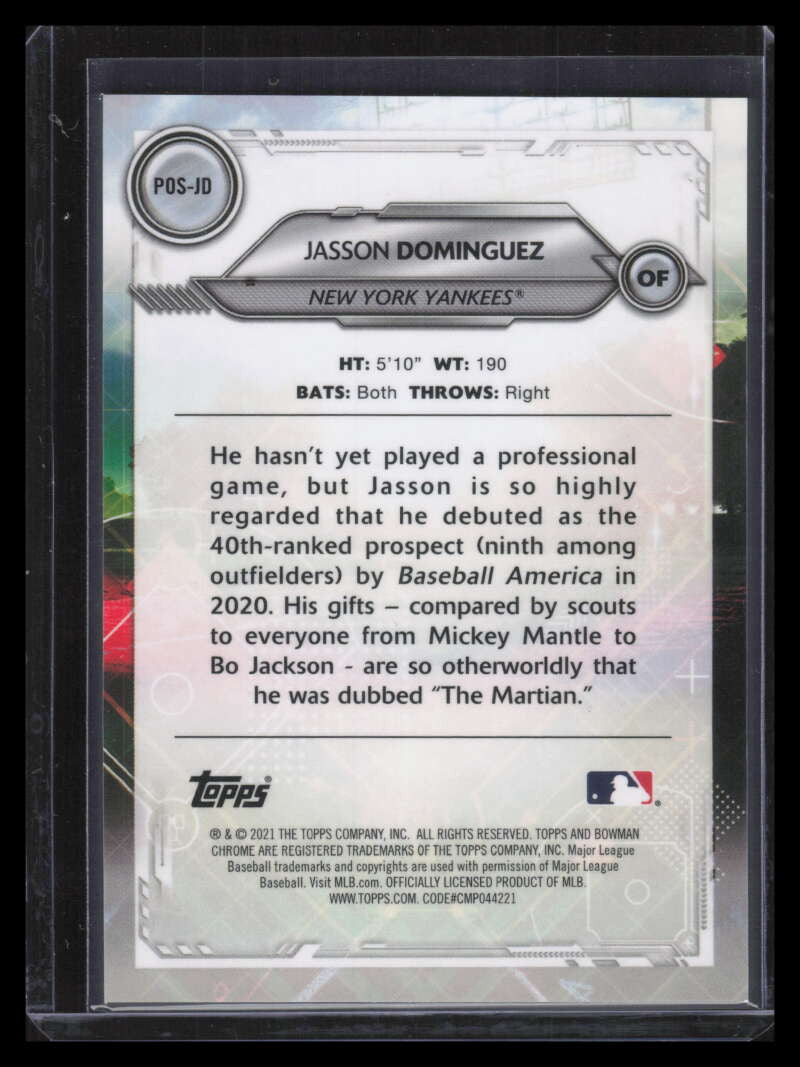 2021 Bowman Chrome Positional Promise Aqua Refractor Jasson Dominguez RC 29/125