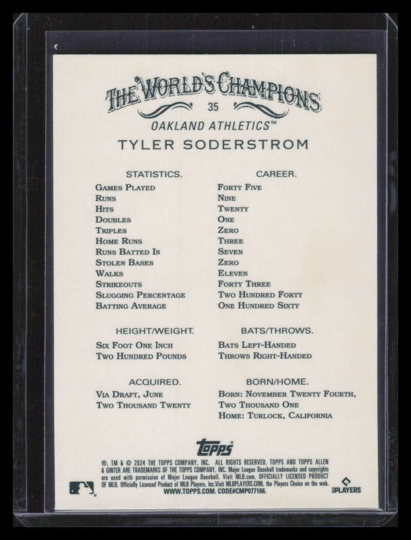 2024 Topps Allen and Ginter Chrome X-Fractor 35 Tyler Soderstrom Rookie