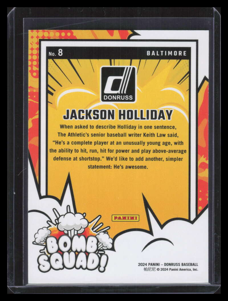 2024 Donruss Bomb Squad Holo 8 Jackson Holliday Rookie 38/199