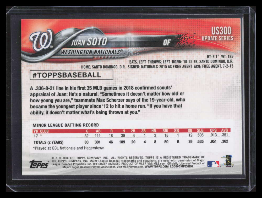 2018 Topps Update us300 Juan Soto Rookie 149874