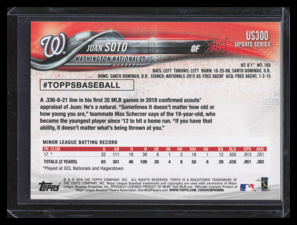 2018 Topps Update us300 Juan Soto Rookie 149876
