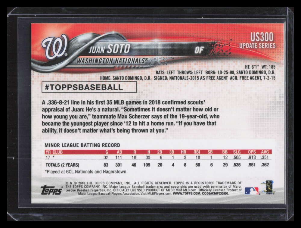 2018 Topps Update us300 Juan Soto Rookie 149879