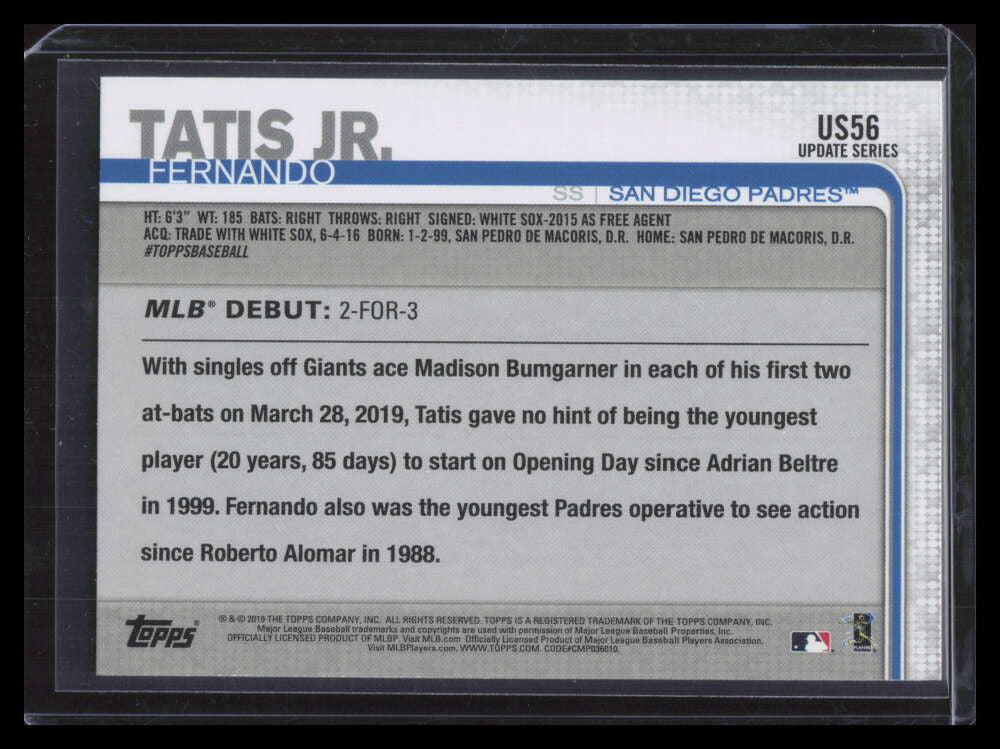 2019 Topps Update Walgreens Yellow us56 Fernando Tatis Jr. Rookie Debut 150229