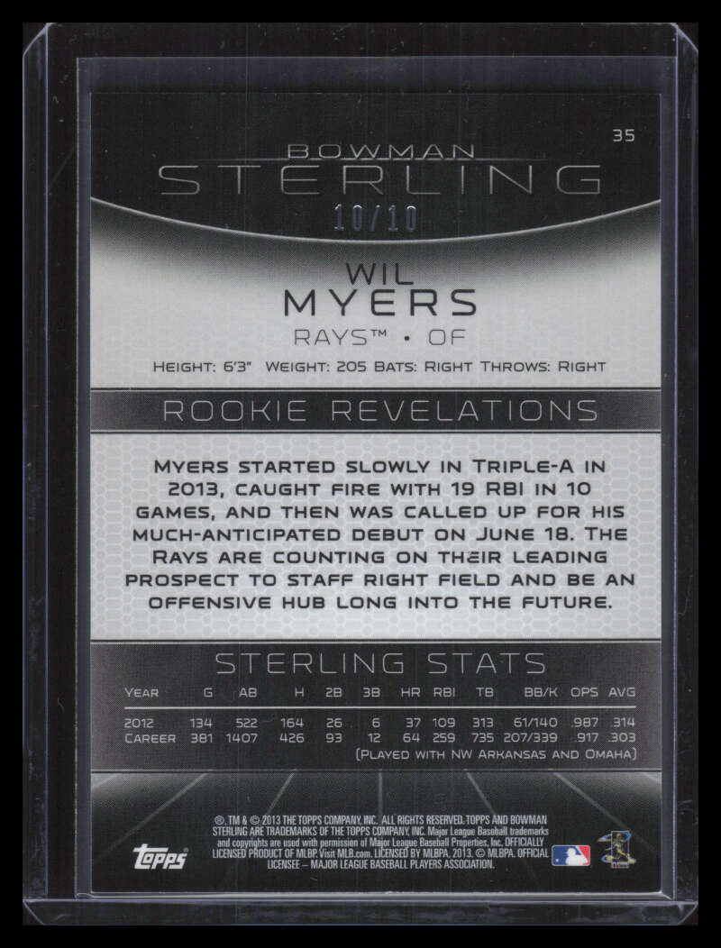 2013 Bowman Sterling Purple Refractor 35 Wil Myers Rookie 10/10