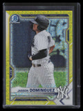 2021 Bowman Chrome Mega Prospects Yellow Refractor bcp13 Jasson Dominguez RC /75