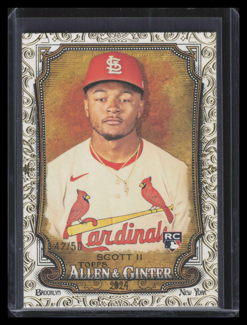 2024 Topps Allen and Ginter Gold Foil Filigree 217 Victor Scott II Rookie 42/50