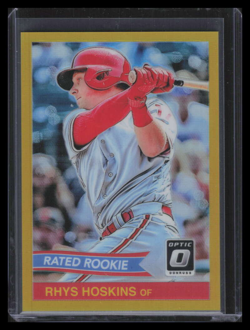 2018 Donruss Optic Rated Rookies '84 Retro Gold Refractor 8 Rhys Hoskins RC 8/10