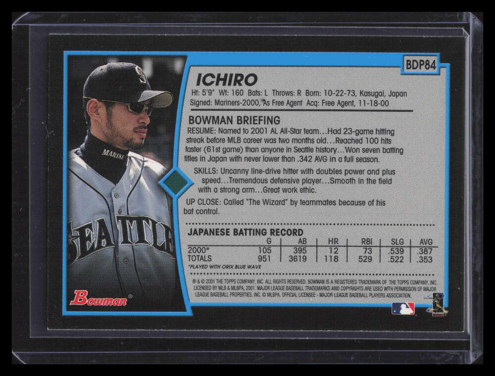 2001 Bowman Draft bdp84 Ichiro Suzuki Rookie
