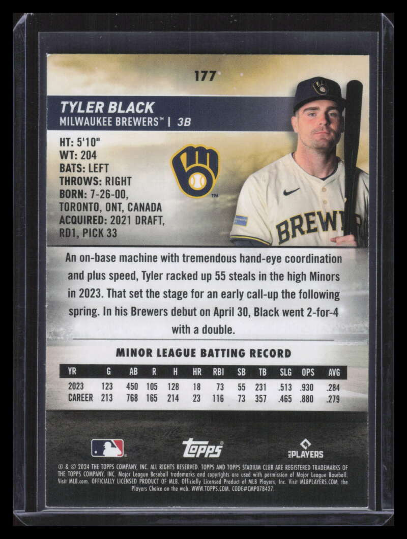 2024 Stadium Club First Day Issue 177 Tyler Black Rookie /10