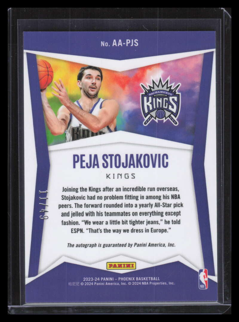 2023-24 Panini Phoenix Ascension Autographs Orange 8 Peja Stojakovic Auto 11/49