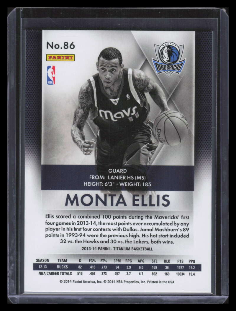 2013-14 Panini Titanium Titanium 22 86 Monta Ellis 17/22
