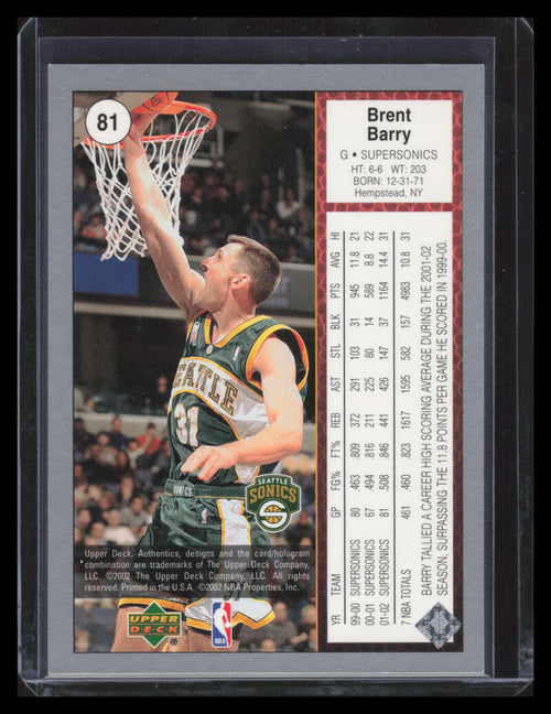 2002-03 UD Authentics Rainbow 81 Brent Barry 3/50