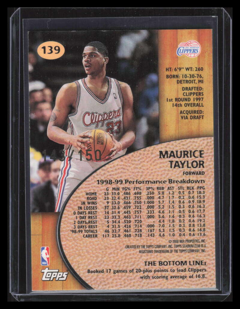 1999-00 Stadium Club First Day Issue 139 Maurice Taylor 143/150