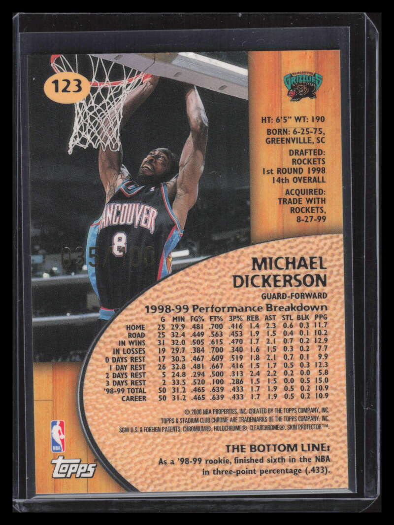 1999-00 Stadium Club Chrome First Day Issue 123 Michael Dickerson TRANS 35/100