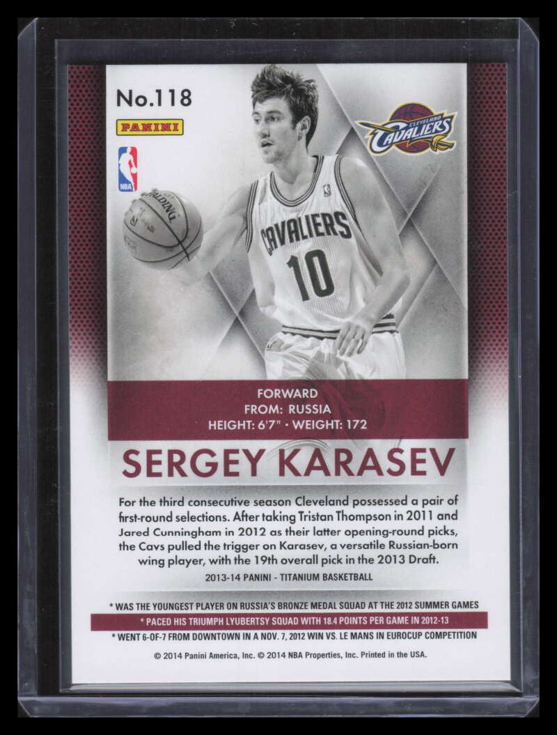 2013-14 Panini Titanium Draft Year 118 Sergey Karasev Rookie 10/13