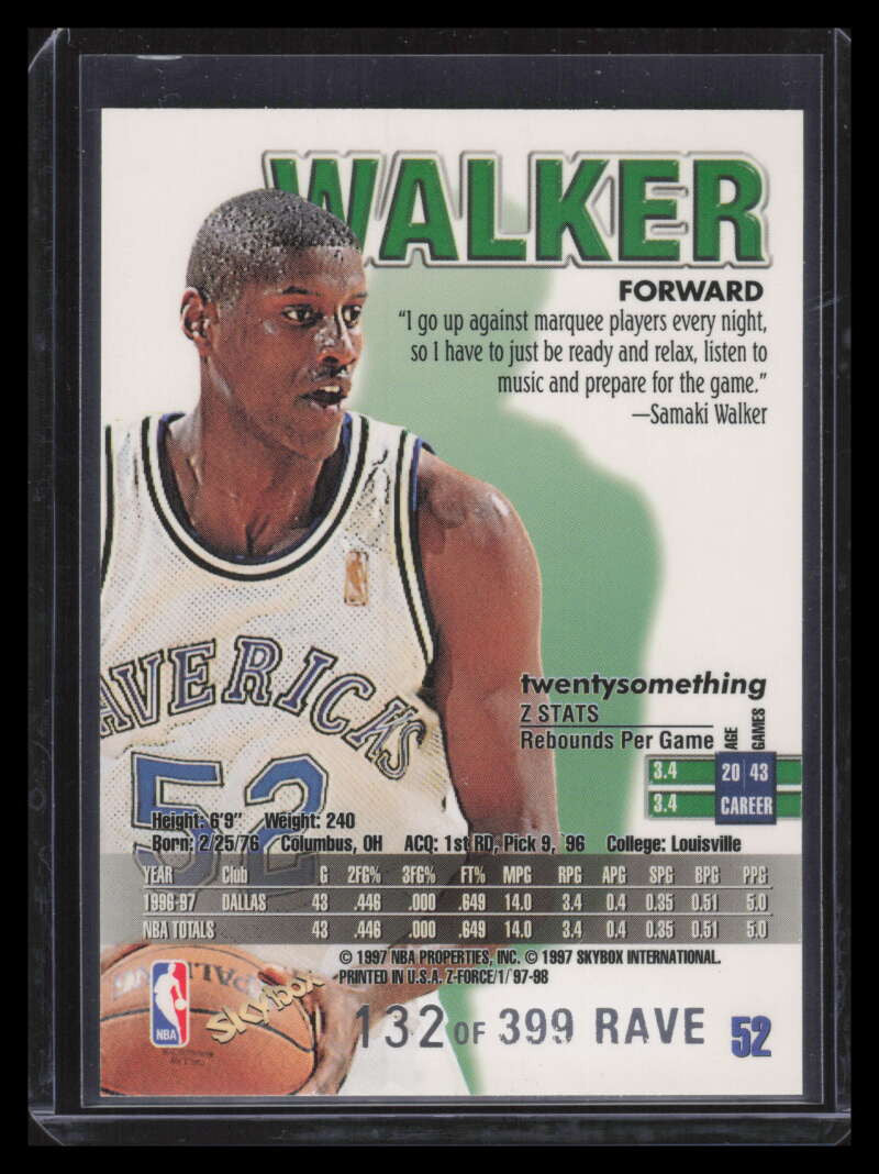 1997-98 Z-Force Rave 52 Samaki Walker 132/399
