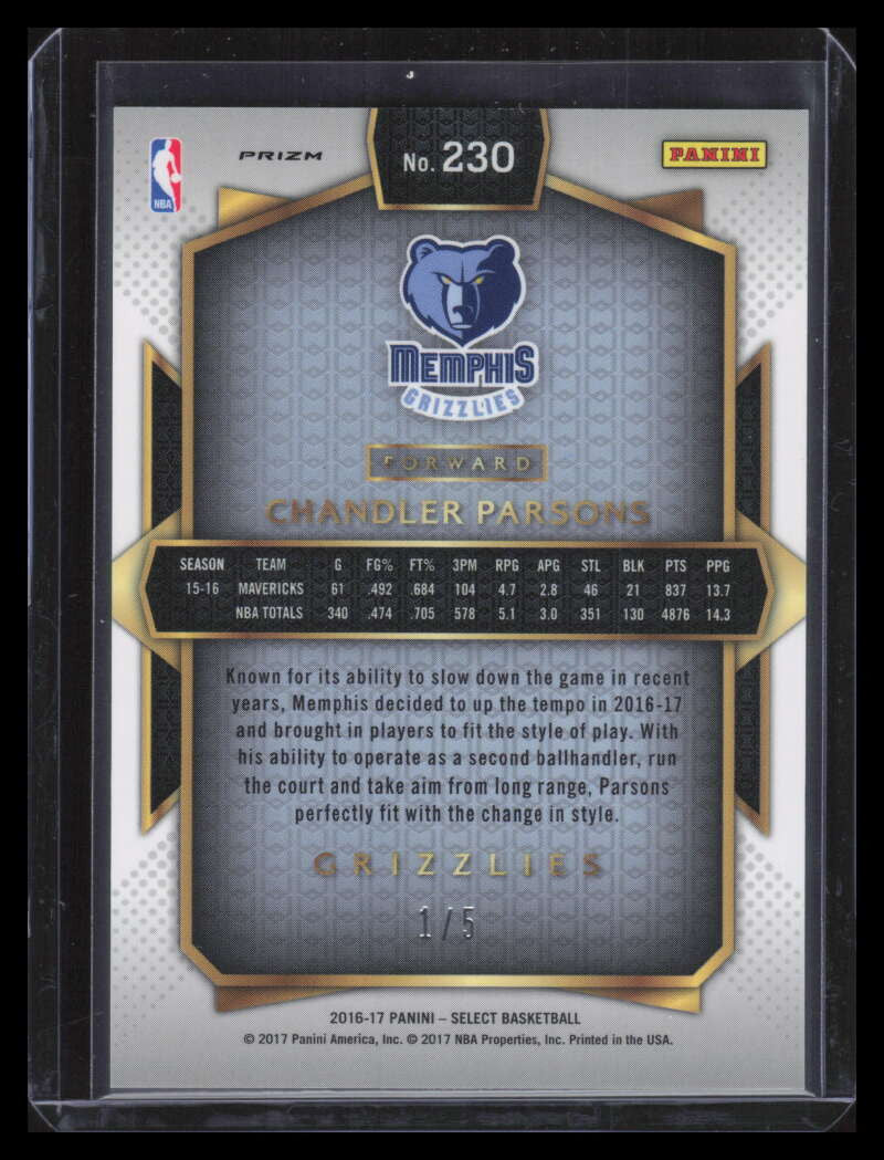 2016-17 Select Prizms Green Refractor 230 Chandler Parsons 1/5