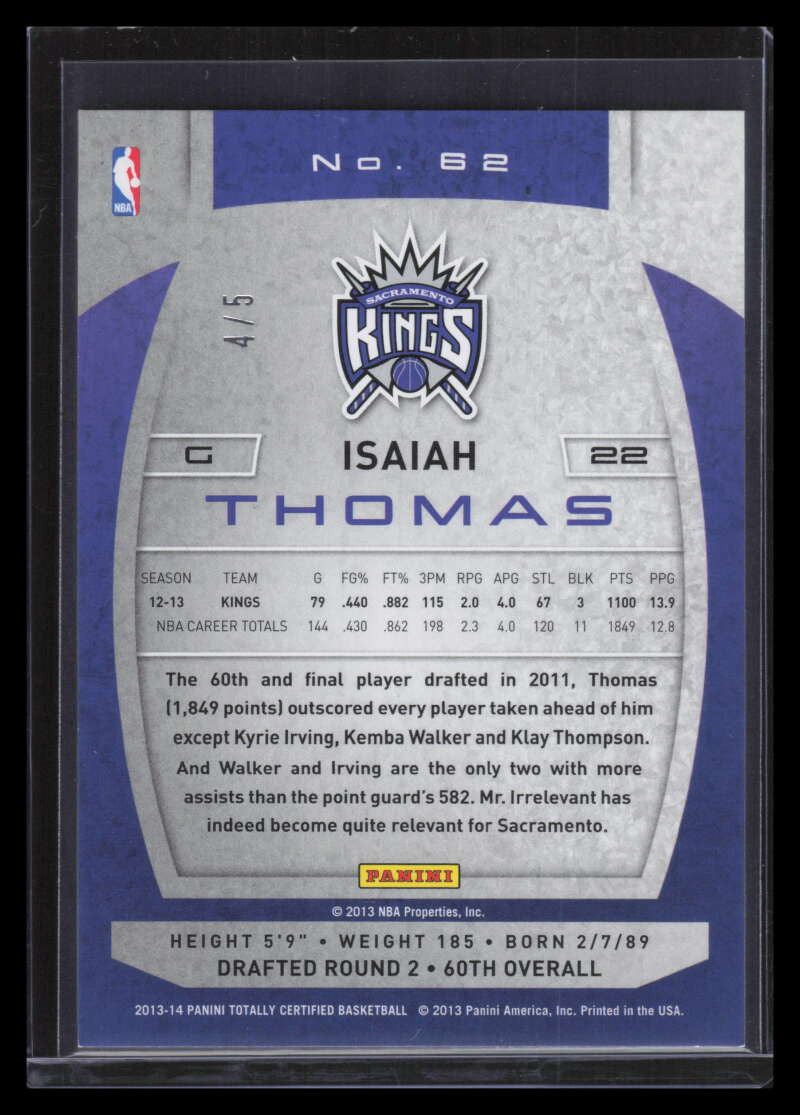 2013-14 Totally Certified Green 62 Isaiah Thomas 4/5