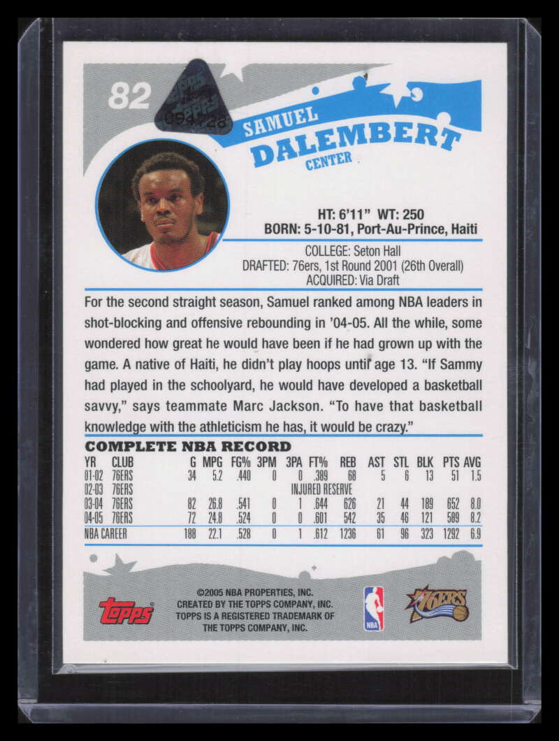 2005-06 Topps Press Printing Plate Black 82 Samuel Dalembert 1/1