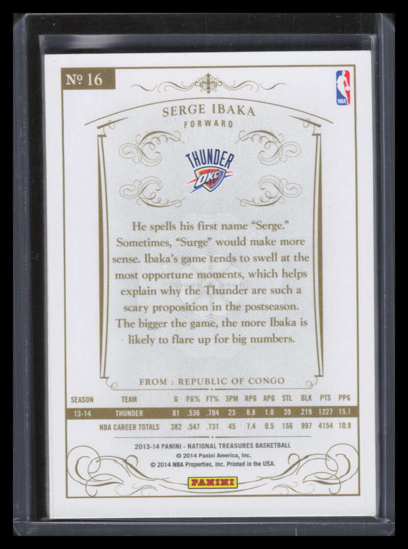 2013-14 Panini National Treasures Gold 16 Serge Ibaka 7/25